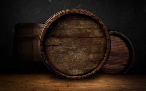Wooden Barrel Wine Steel Ring Clipping Path Included — Stock Photo, Image