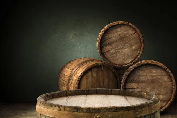 Wooden Barrel Wine Steel Ring Clipping Path Included — Stock Photo, Image