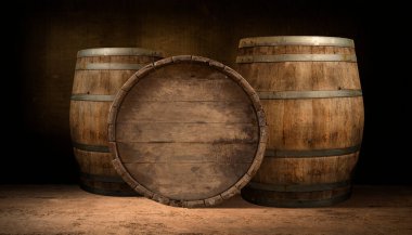 fıçının arka planı ve aşınmış eski ahşap masa