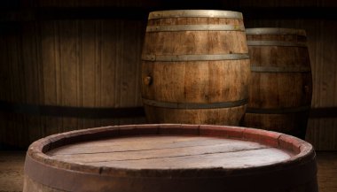 fıçının arka planı ve aşınmış eski ahşap masa