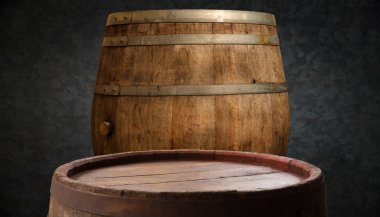 fıçının arka planı ve aşınmış eski ahşap masa