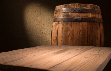 Restoranın soyut bulanık arka planının önündeki boş, siyah ahşap masa. Ürünlerinizi görüntülemek ya da montajlamak için kullanılabilir.