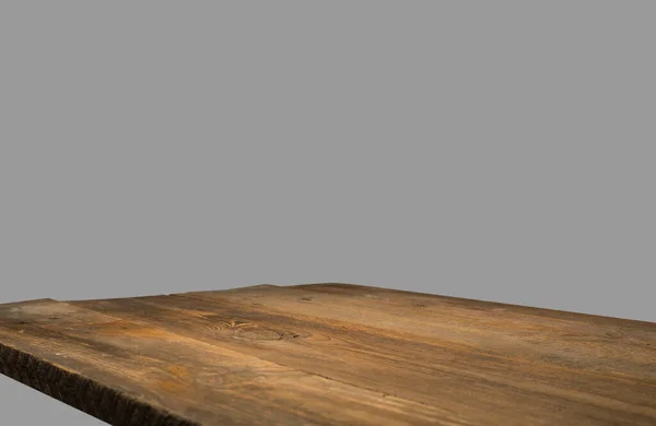 木制桌子 在模糊的木制桌子 花园或森林后面 阳光灿烂 木制桌子 漂亮的模糊奢侈品 广告和产品 垂直横幅 — 图库照片