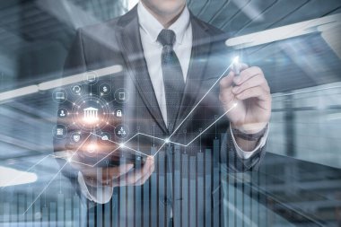 Bankanın internete entegrasyonunun bir sonucu olarak kar büyümesi kavramı.