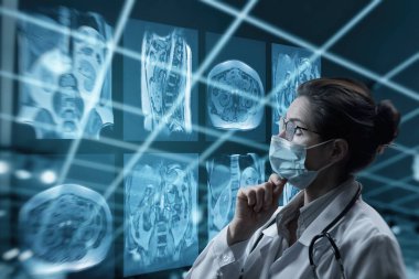 X-ray görüntüleri üzerinde çalışmak için modern teknolojiler kavramı.