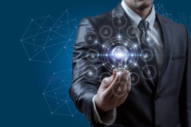 Yapay zeka ve modern iletişim ağları kullanan fikir kavramı.