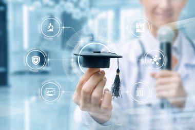 Sağlık görevlilerinin eğitim ve konferans kavramı.