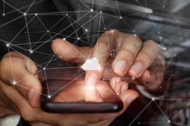 Mobil aygıtlarda modern veri depolama teknolojileri kavramı.