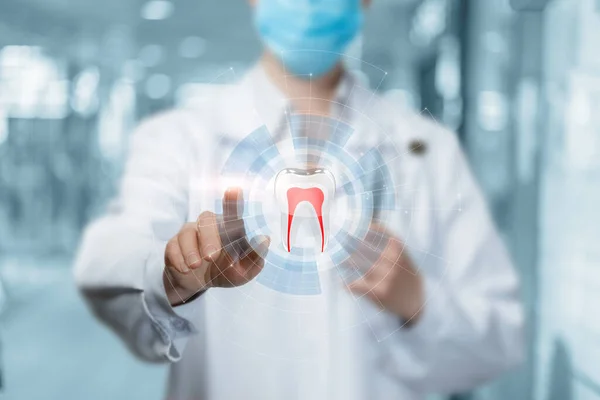 Médico Hace Clic Estructura Del Servicio Tratamiento Dental Los Pacientes —  Fotos de Stock
