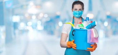 Bir salgın sırasında temizlik hizmeti sunma kavramı.