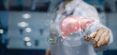 Karaciğerin cerrahi tedavisi için modern yöntemler ve teknolojiler kavramı.