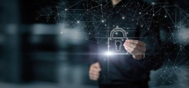 Koruma ve güvenlik ağı iletişimi ve bağlantıları kavramı.