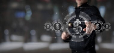 Shareholder clicks on the virtual computer screen on the dollar icon.