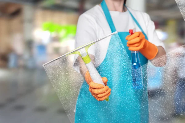 Cleaner Wipes Glass Tool Blurred Background — Stock Photo, Image