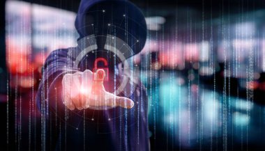 Hacker sanal bilgisayar ekranındaki korumayı kaldırdı.