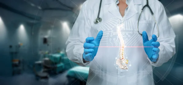 Concept Ray Examination Spine Scanning Patien Vertebrae — Stock Photo, Image