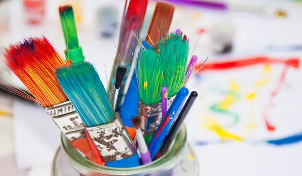 Paint Brushes in a Jar — Stock Photo, Image