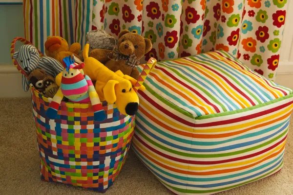 Basket of Plush Animal Toys — Stock Photo, Image