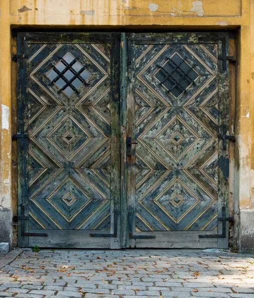 Old Double Door with Diagonal Pattern — Stock Photo, Image