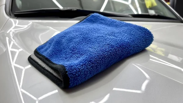 Asciugamano Microfibra Pulire Auto — Foto Stock