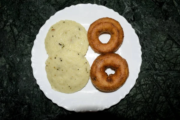 Top Vew Van Smakelijke Zuid Indiase Ontbijt Item Zelfgemaakte Rava — Stockfoto