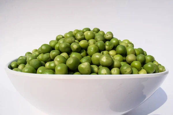 Vista Superior Los Guisantes Verdes Frescos Verduras Verdes Orgánicas Tazón —  Fotos de Stock