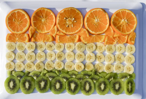 Conceito Para Dia Independência Indiana Dia República Com Frutas Topview — Fotografia de Stock