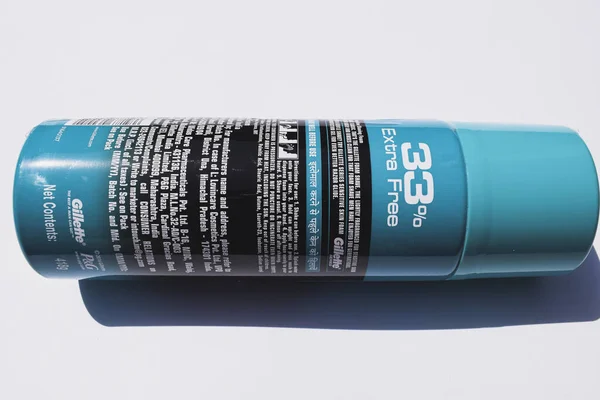 Gillette Classic Sensitive Shave Foam Garrafa Cor Azul Teal Pacote — Fotografia de Stock
