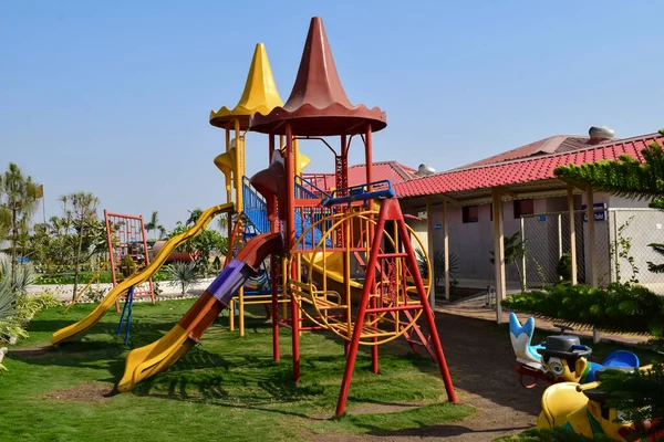 Fun Area Recreation Games Slides Children Toddlers Preschool Kids School — Stock Photo, Image