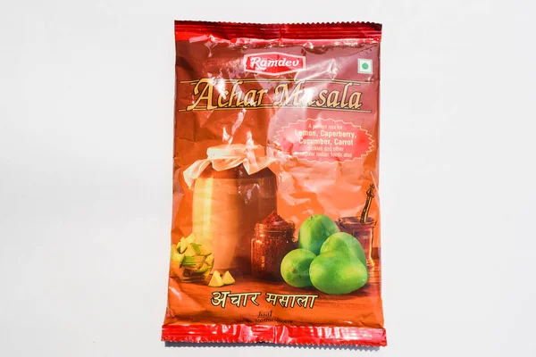 Ramdev Achar Masala Czerwonym Opakowaniu Instant Food Spice Mix Ogórka — Zdjęcie stockowe