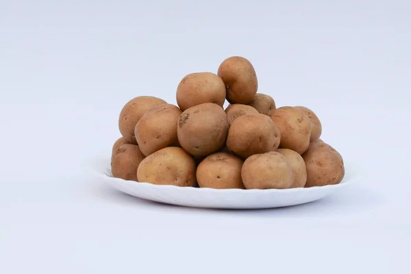 Πατάτες Μωρό Μικρό Στρογγυλό Πατάτα Από Την Ινδία Λευκό Φόντο — Φωτογραφία Αρχείου