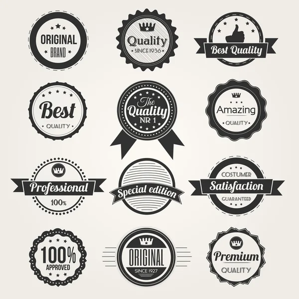 Collection of Retro Premium Quality Labels — Stock Vector