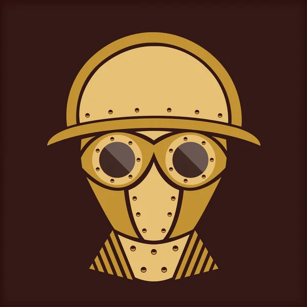 Steampunk - Design de caracteres vintage - Com óculos — Vetor de Stock
