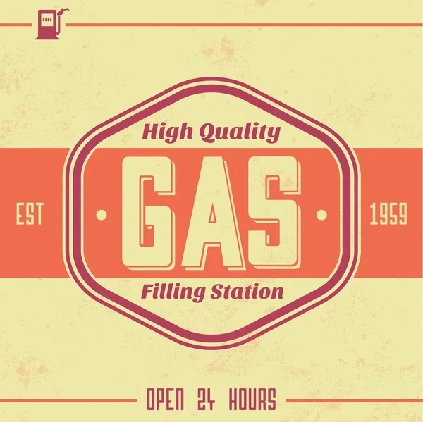 Sinal de gasolina vintage - Modelo retro — Vetor de Stock