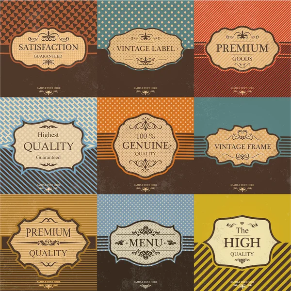 Collection of Vintage Quality Labels And Frames — Stock Vector