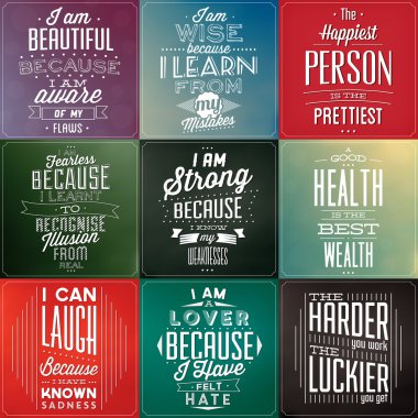 Vintage tipografik arka planlar - Motivasyona Quotes - Retro renkleri kaligrafi elemanları ile