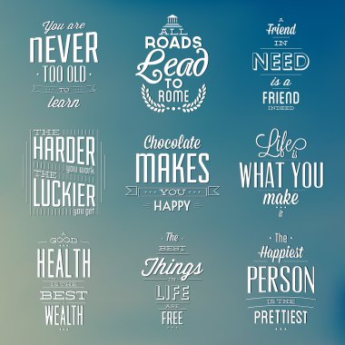 Vintage tipografik arka planlar - Motivasyona Quotes - Retro renkleri kaligrafi elemanları ile