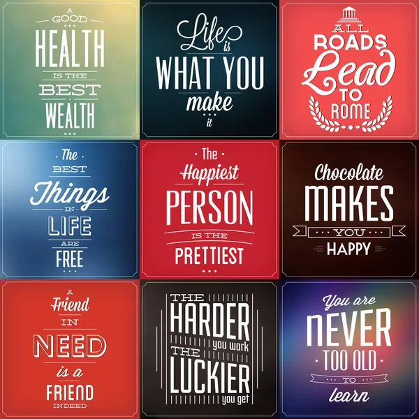 Set Of Vintage Typographic Backgrounds - Motivational Quotes - Retro Colors With Calligraphic Elements — Stock Photo, Image