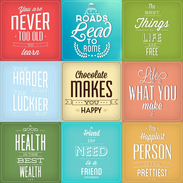 Set Of Vintage Typographic Backgrounds - Motivational Quotes - Retro Colors With Calligraphic Elements — Stock Photo, Image