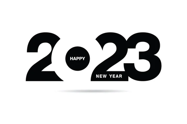 Mutlu yıllar 2023 metin tasarımı. Broşür tasarım şablonu, kart, afiş için. Vektör çizimi. Beyaz arkaplanda izole.