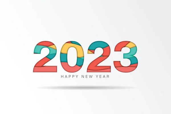 Kağıt kesiği arkaplanındaki 2023 vektörü. 2023 vektör kavramı. Şenlikli sayı dizaynı. Harf 2023 vektör kavramı EPS 10