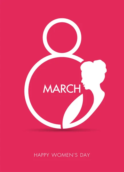 赤い背景に数字8と女性の頭のシンボルと3月8日の国際女性デーのための創造的なデザイン ベクトルイラストレーター — ストックベクタ