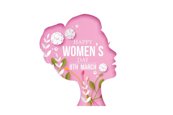 Mart Uluslararası Kadınlar Günü Tebrik Kartı Tasarımın Için Kesilmiş Vektör — Stok Vektör