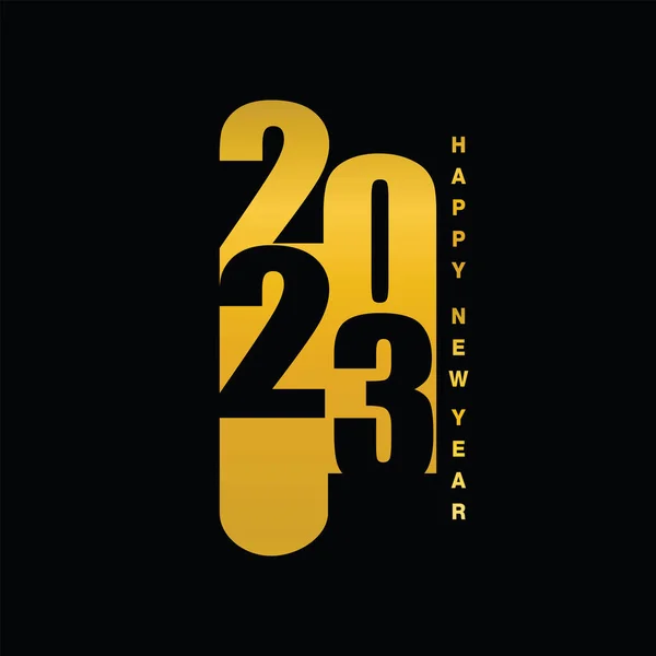2023 Mutlu Yıllar zarif tasarımı - Siyah zemin üzerinde altın 2023 logo numaralarının vektör illüstrasyonu - 2023 için mükemmel tipografi..