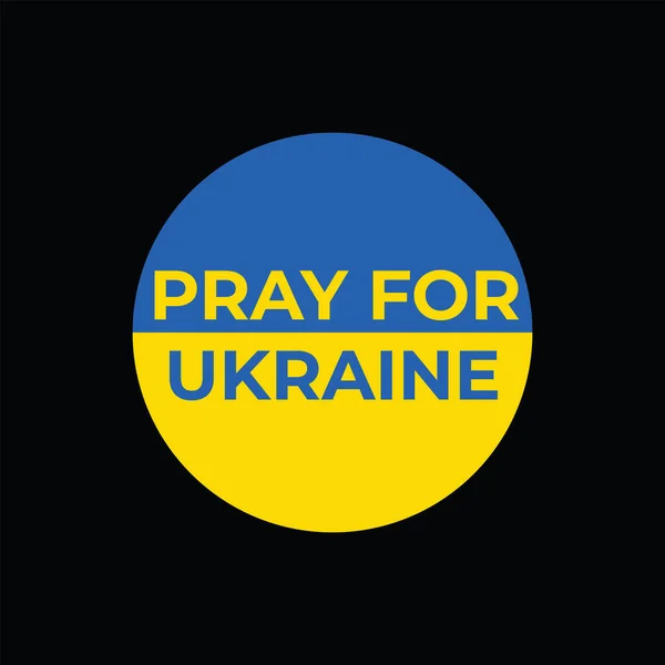 Pray Ukraine Concept Banner Ukraine Circle Flag Black Background Praying — Stock Vector