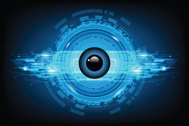 Mavi göz siber devre geleceğin teknoloji çemberi konsepti. vektör illüstrasyonu