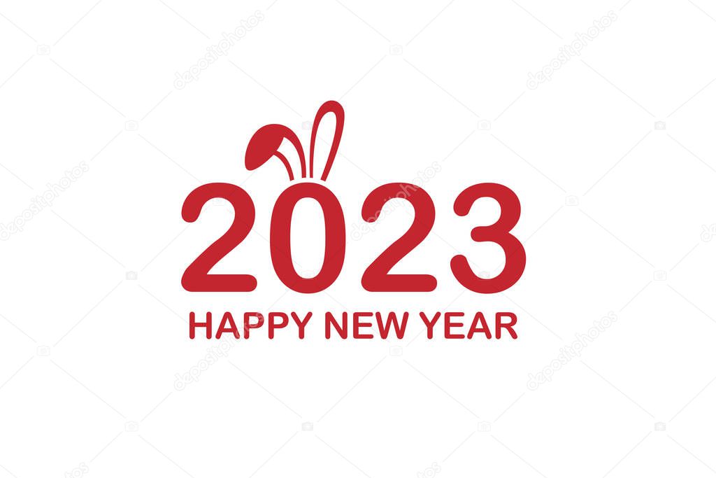 Happy new year 2023 logo. abstract hare vector illustration.
