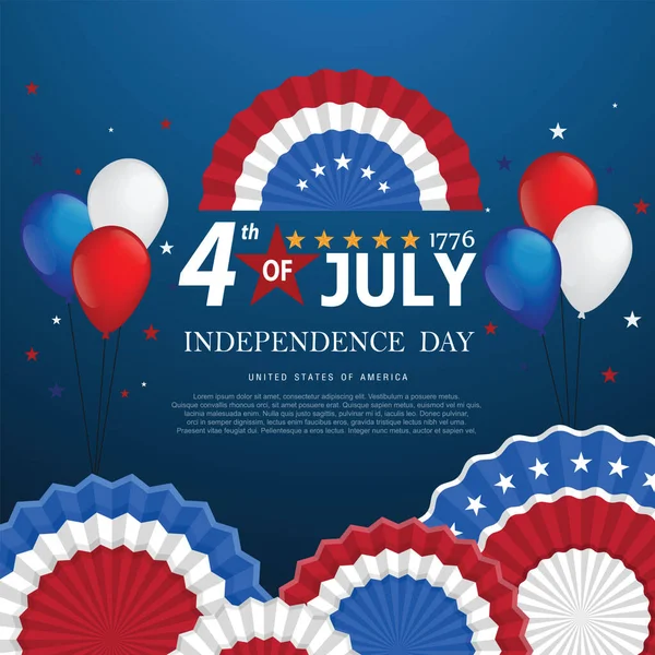 独立日美国气球国旗装饰 7月4日庆祝海报模板 矢量插图 — 图库矢量图片