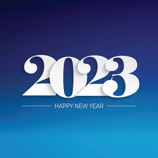 Mutlu yıllar 2023 beyaz sayılar kağıt kesme biçimi mavi arkaplan vektörü illüstrasyonunda