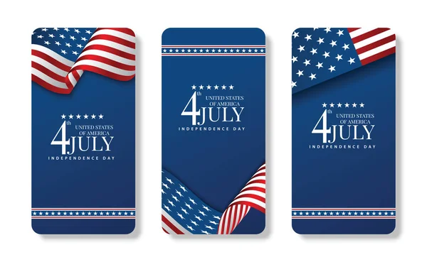 Ilustração Bandeira Americana Telefone Móvel Para América Estados Unidos Dia —  Vetores de Stock